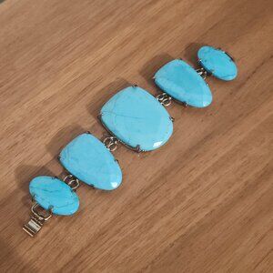 Kendra Scott Turquoise Blue Petra Gold Statement Bracelet